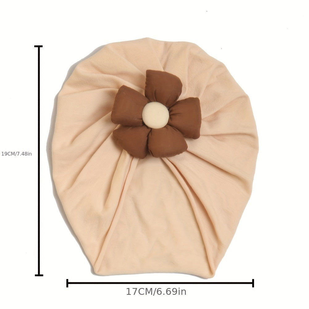 Kids Stretch Checkered Flower Bag Head Hat