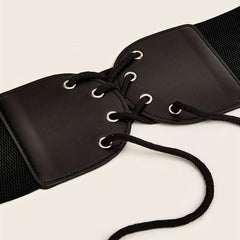 Solid Lace Up Belt Women's Elastic Wide Corset Waistband Dress Belt