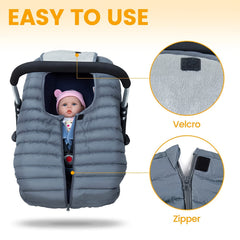 Waterproof & Windproof Infant Car Seat Cover Gray