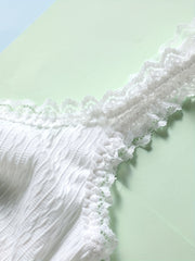 Textured Lace Trim Bra & Panties Lingerie Set