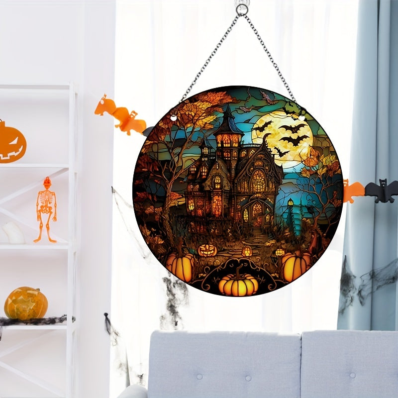 Halloween Acrylic Window Decoration - Moon Castle Bat Pumpkin