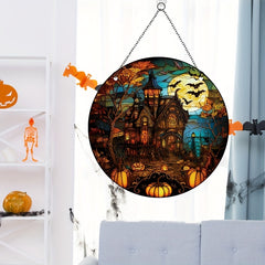 Halloween Acrylic Window Decoration - Moon Castle Bat Pumpkin