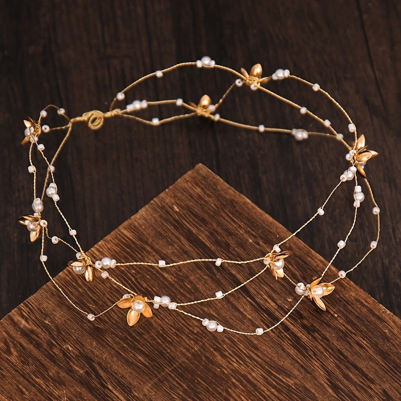 Golden Bridal Hair Vine Wedding Hair Accessory For Brides