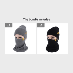 Winter Men's Knitted Hat Face Mask Halter Three Piece Set Trending Warm