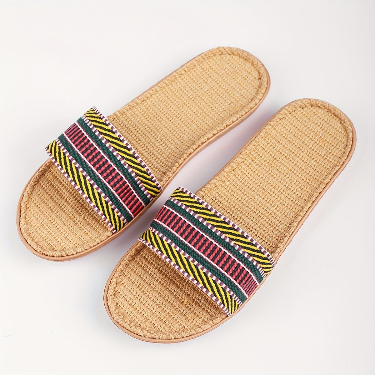 Women's Colorblock Knit Sandals Non slip Flat Slides Shoes