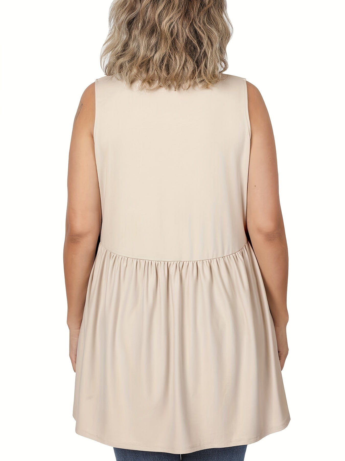 Solid Peplum Tunic Tank Top