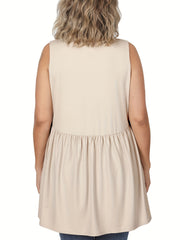 Solid Peplum Tunic Tank Top
