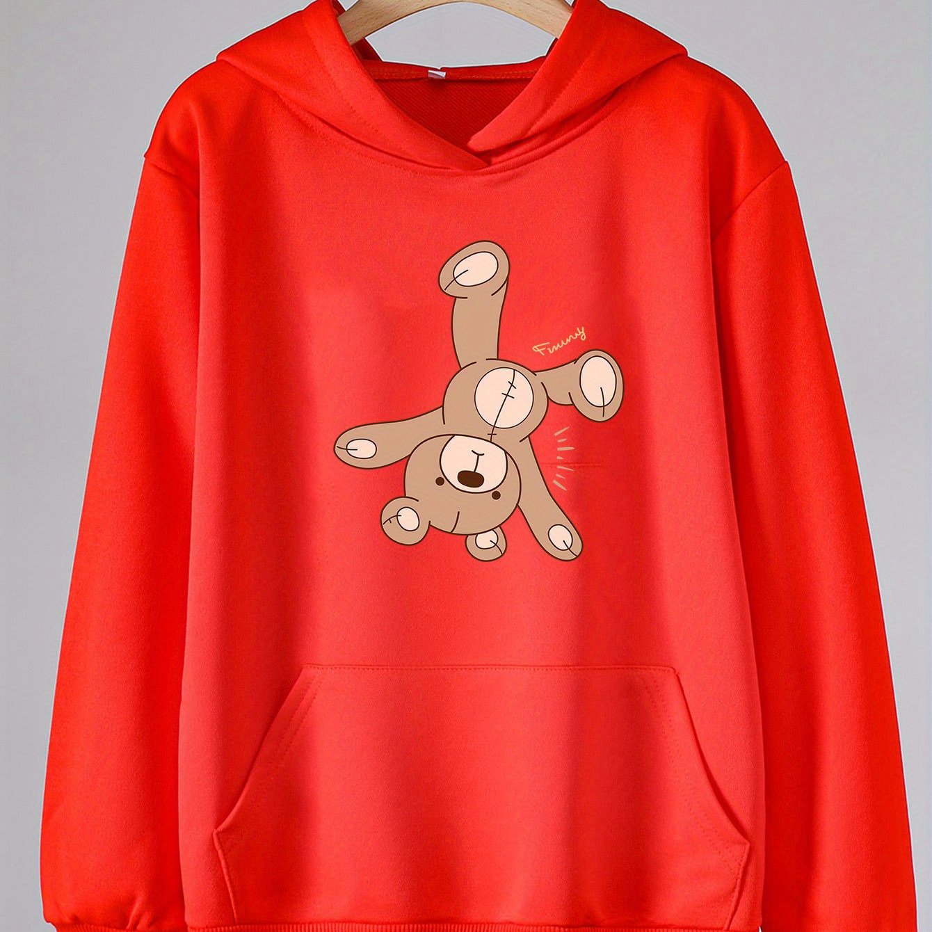 Girls Cartoon Bear Hooded Sweatshirt for Spring/Autumn