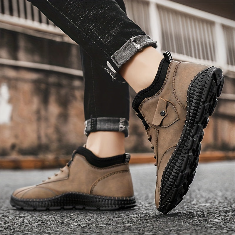 Men's Casual Stitch Solid Low Top Lace up Boots
