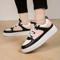 Women's Block Faux Leather Chunky Skate Shoes For Outdoor Sports