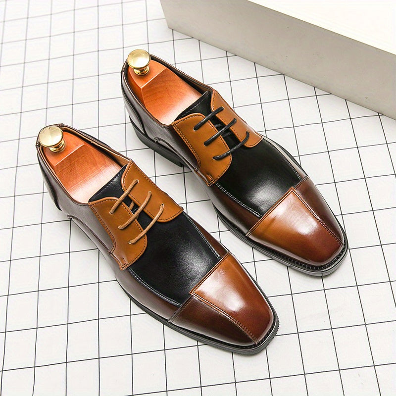 Men's Block Derby Shoes Lace up Front Outdoor Dress Shoes