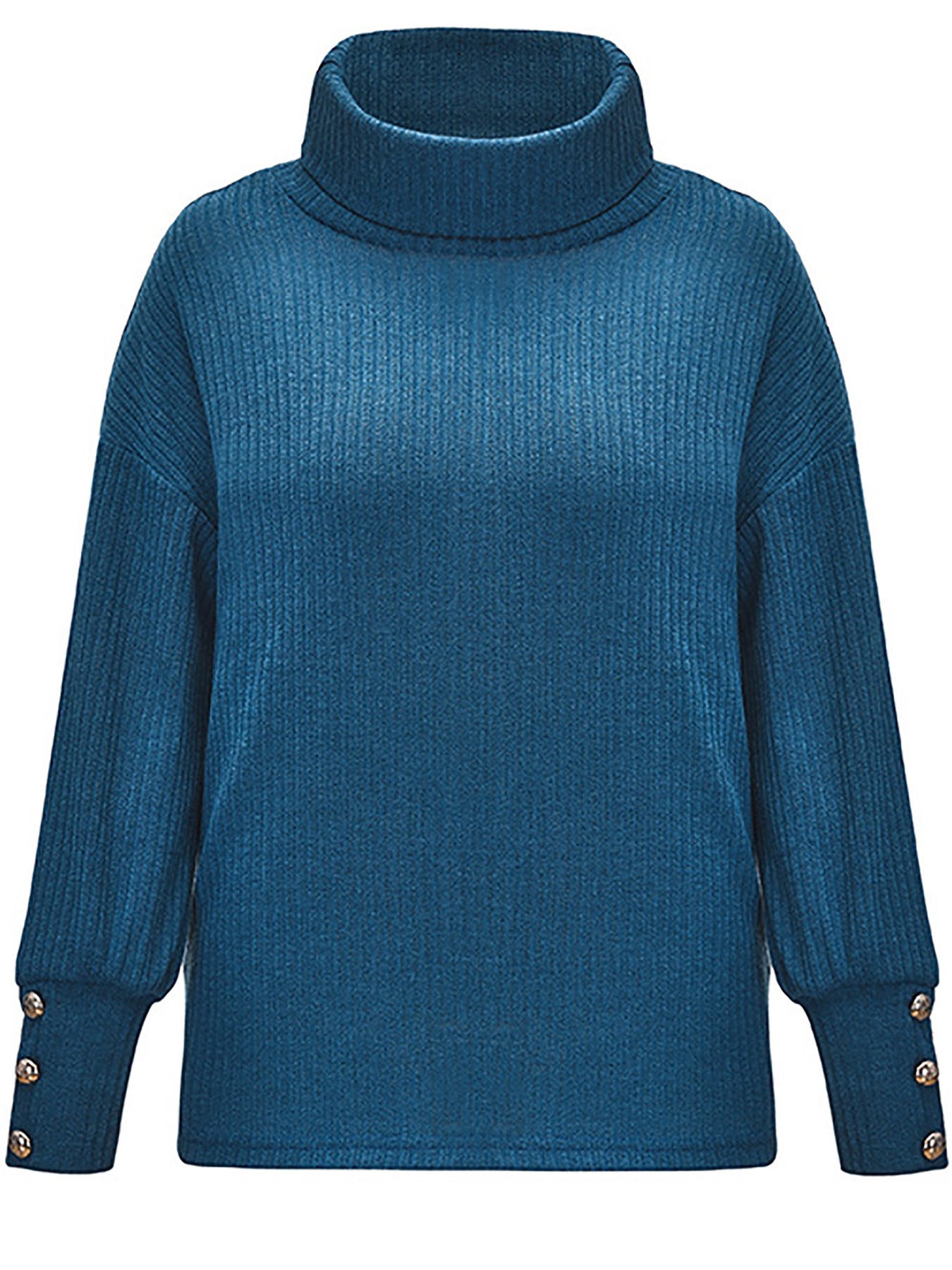 Women's Turtleneck Knitted Button Sweater