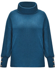 Women's Turtleneck Knitted Button Sweater