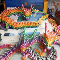 Enchanted Wooden Dragon Figurine 3D Printed Mythical Amphibian Ornament
