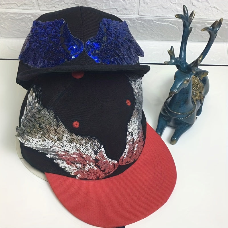 Sequined Wing Baseball Cap Hip Hop Flat Hat Men Women