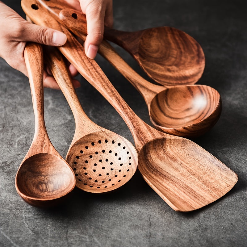 Teak Wooden Cutlery Spoon Cooking Spatula Kitchen Tool Set