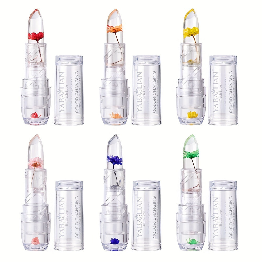 Crystal Flower Jelly Changing Lipstick Long Lasting Lip Care Moisturizer