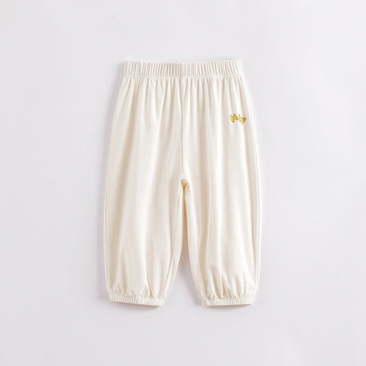 Girls Elastic Summer Cotton Trousers, Assorted Colors Kids Cuff Pants