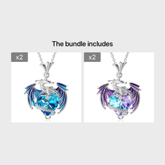 Colorful Dragon Rhinestone Pendant Necklace Holiday Gift For Girls