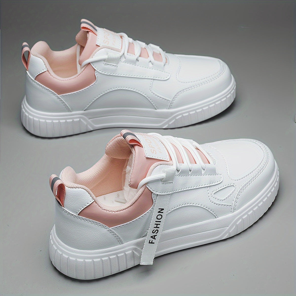 Women's Faux Leather Chunky Sneakers Casual Flat Skate Shoes