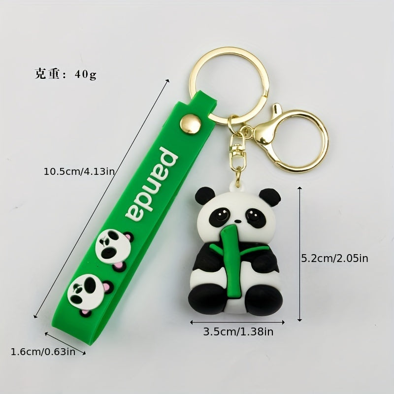 Bamboo Panda Keychain Soft Rubber Pendant for Small Ornaments