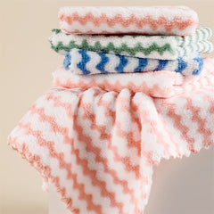 5pcs Microfiber Striped Dish Cloths Coral Velvet Towels for Kitchen Bathroom Car
