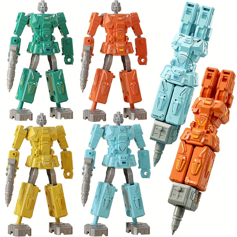 2pcs DIY Robot Pen Set Educational Toys Cyan/Orange/Yellow