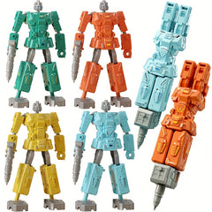 2pcs DIY Robot Pen Set Educational Toys Cyan/Orange/Yellow