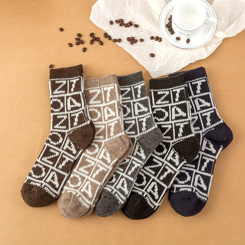 Men's Striped Pattern Crew Socks Breathable Casual Outdoor Unisex Socks