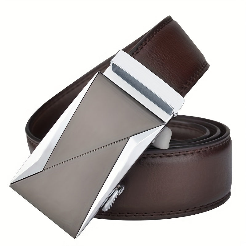 Men's Leather Belt with Metal Automatic Buckle