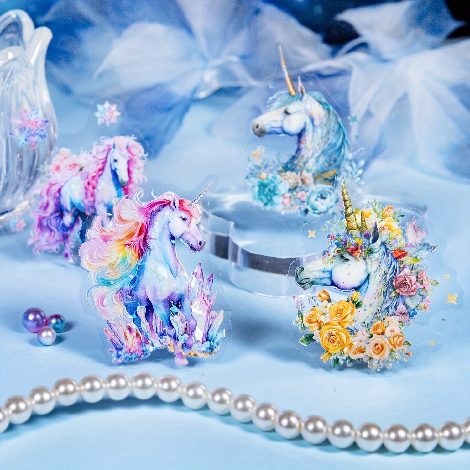 10Pcs Unicorn Light Scissor Sticker Set for Decoration M