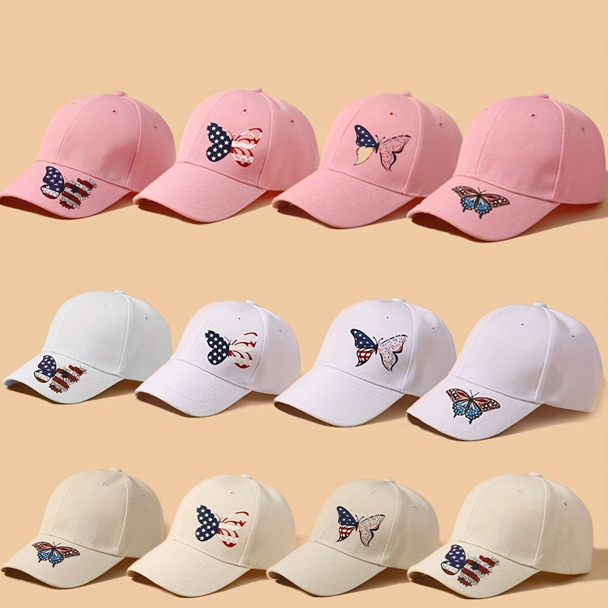 Flag Butterfly Baseball Cap Printed Dad Hat Independence Sun Hats