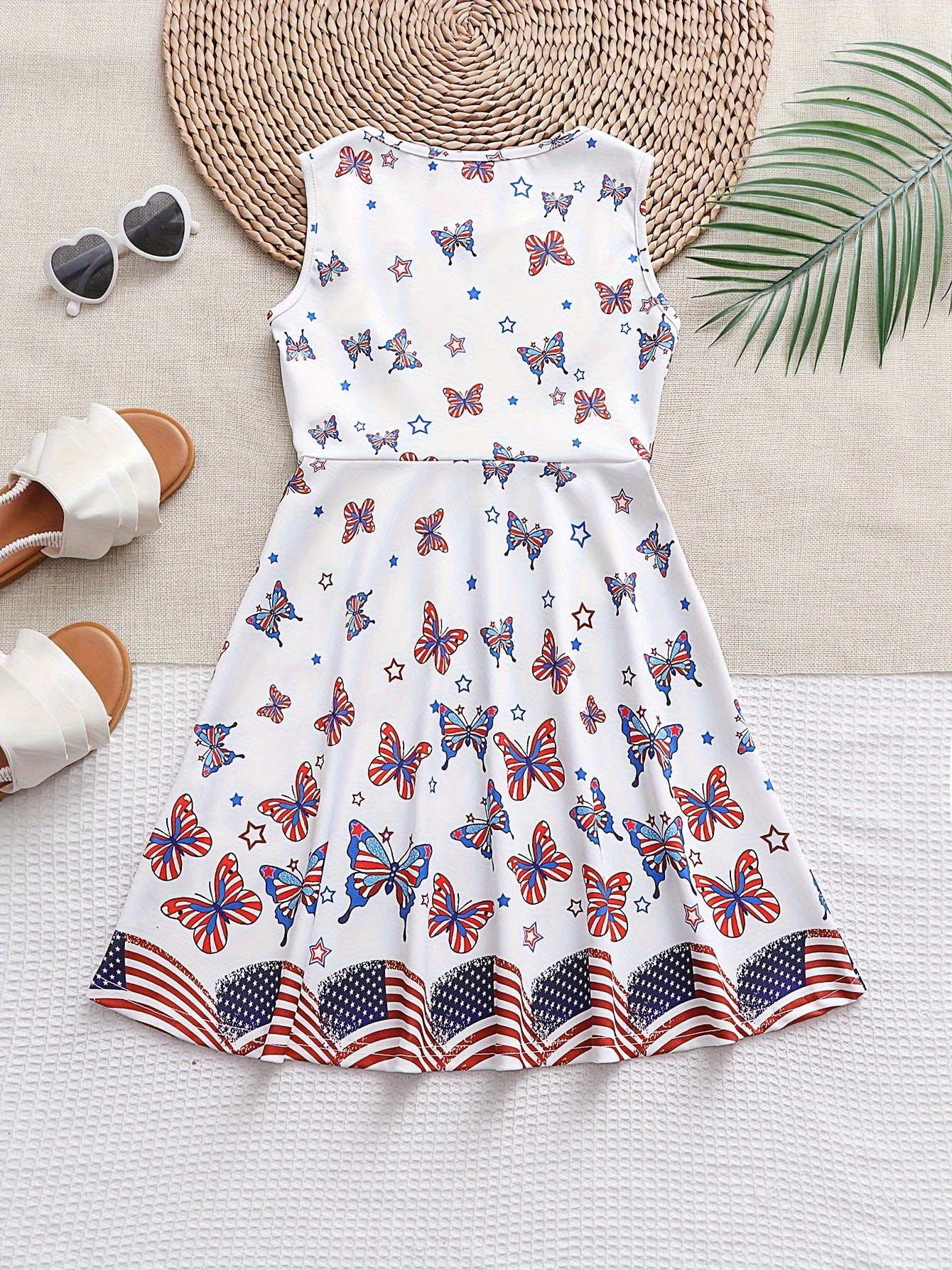 Girls Butterfly Graphic Sleeveless Dress Summer Clothes Gift Party