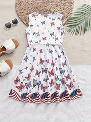 Girls Butterfly Graphic Sleeveless Dress Summer Clothes Gift Party