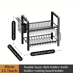 Foldable Kitchen Dish Rack with Chopstick Holder & Cutting Board Holder