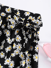 Floral Print Tie Front Mini Skirt
