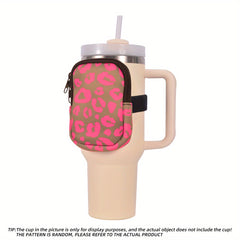 Leopard Print Bottle Storage Bag 40Oz Ice Tumbler Purse Bag