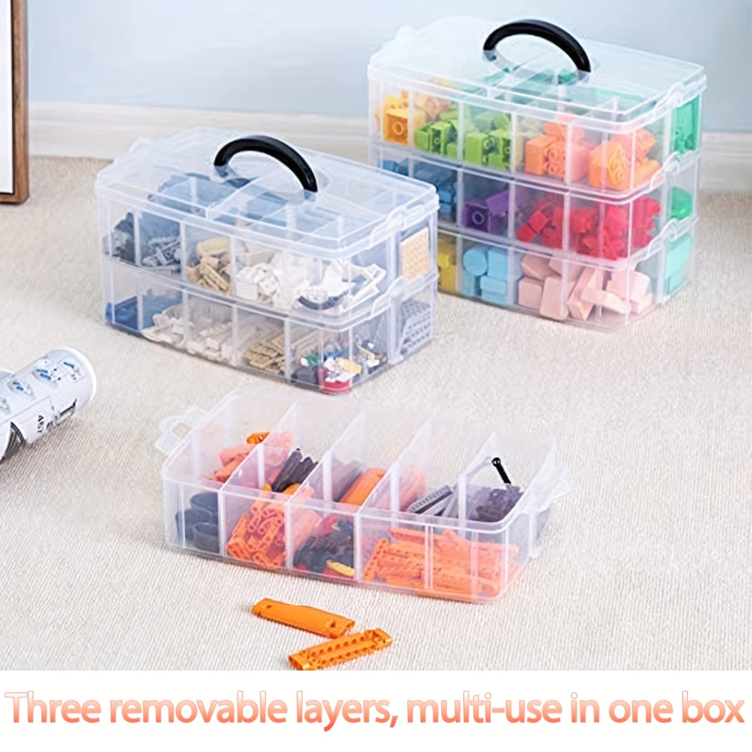 Translucent 3 Layer Stackable Storage Box 30 Compartments Dust Proof