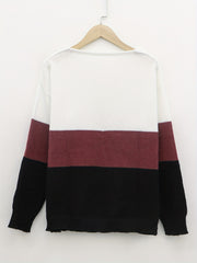 V Neck Slit Sweater Long Sleeve Women's Pullover