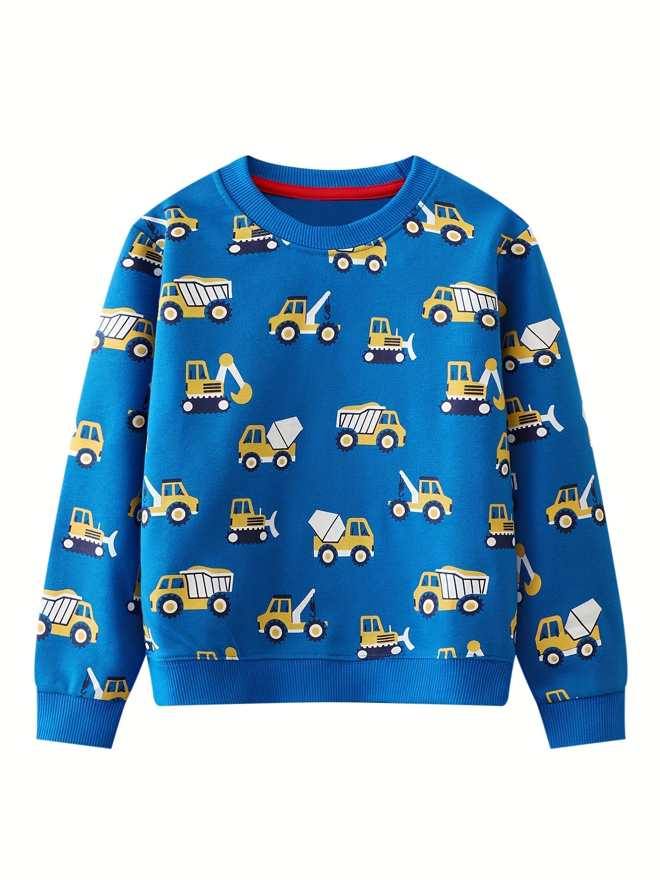 Excavator Print Boys Casual Pullover Sweatshirt