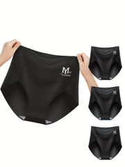 3pcs Letter Print Briefs Stretchy Intimates Panties Women's Lingerie
