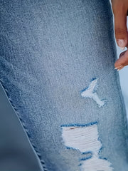 Casual Ripped Fringe Jeans