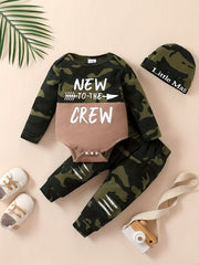 Baby Boy's Camo Suit TO THE CREW Printed Romper & Trousers Set