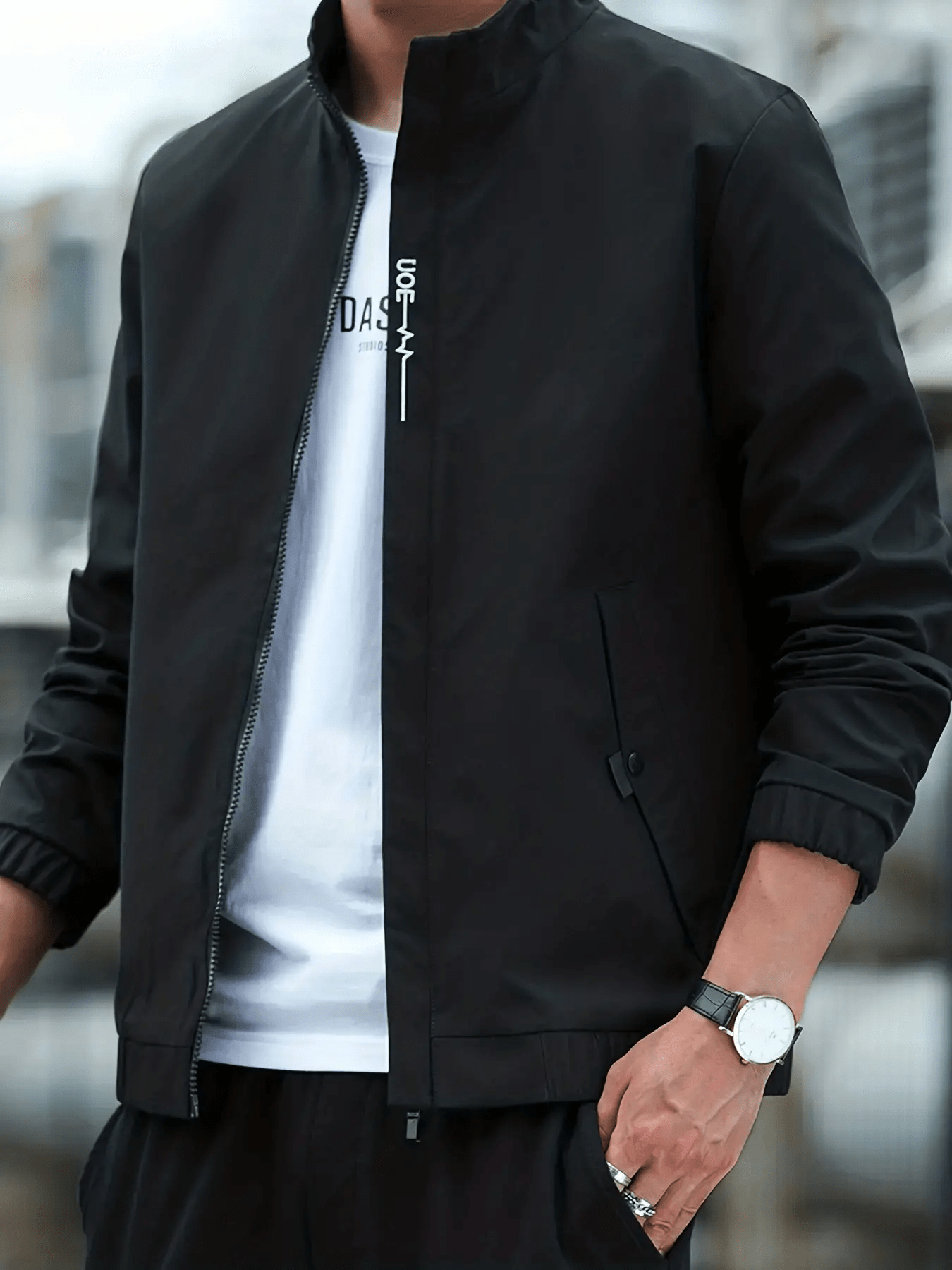 Men's Lightweight Stand Collar Windbreaker Jacket