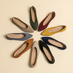 Women's Rib Knit Flat Shoes Pointed Toe Slip-On Soft Sole Casual Shoes
