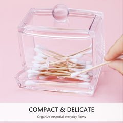 Acrylic Cotton Swab Storage Jar - Organize Cotton Pads