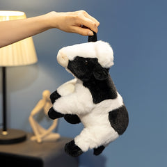 66in Sitting Brown Spotted Cow Plush Toy Soft Stuffed Animal Birthday Gift