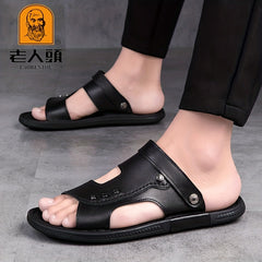LAORENTOU Men's Leather Non Slip Sandals For Beach