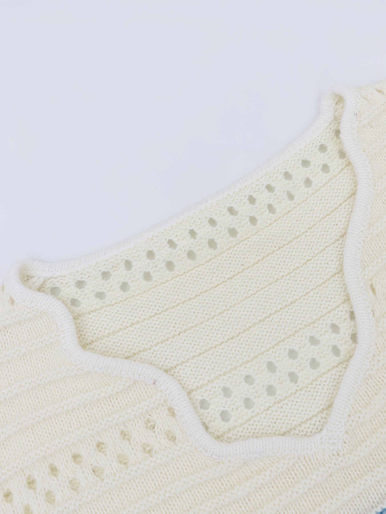 Colorblock Cutout Knitted Pullover Sweater V Neck Long Sleeve