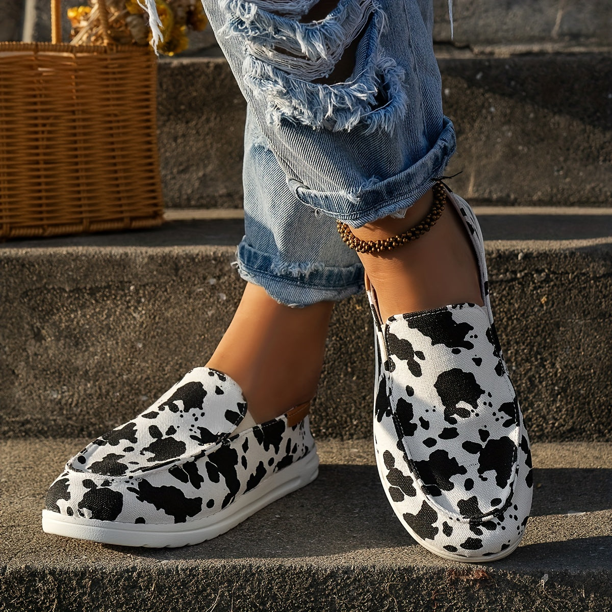 Women's Flat Canvas Shoes Casual Anti-skid Slip On Lightweight Loafers